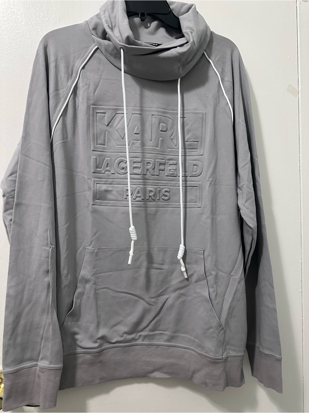 Karl Lagerfeld Light Gray Pullover sweater with Embossed Logo